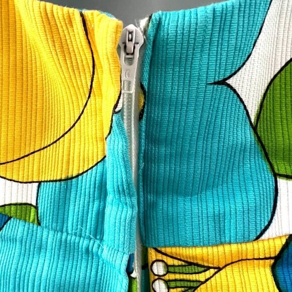 Epic Vintage Hawaiian Maxi Dress Floral 60s 70s Mod Tiki Bar Waterfall Back - Picture 7 of 9